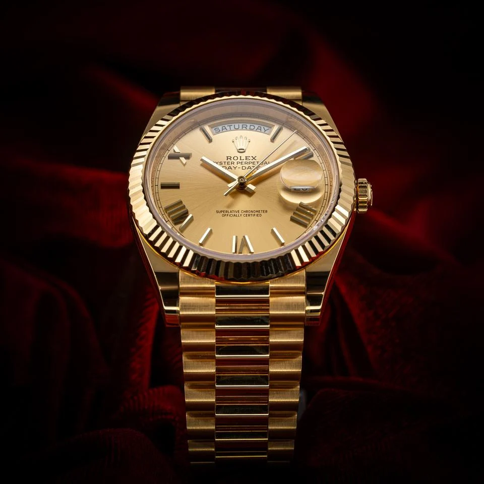 Rolex Day-Date Yellow Gold Champagne Dial Roman